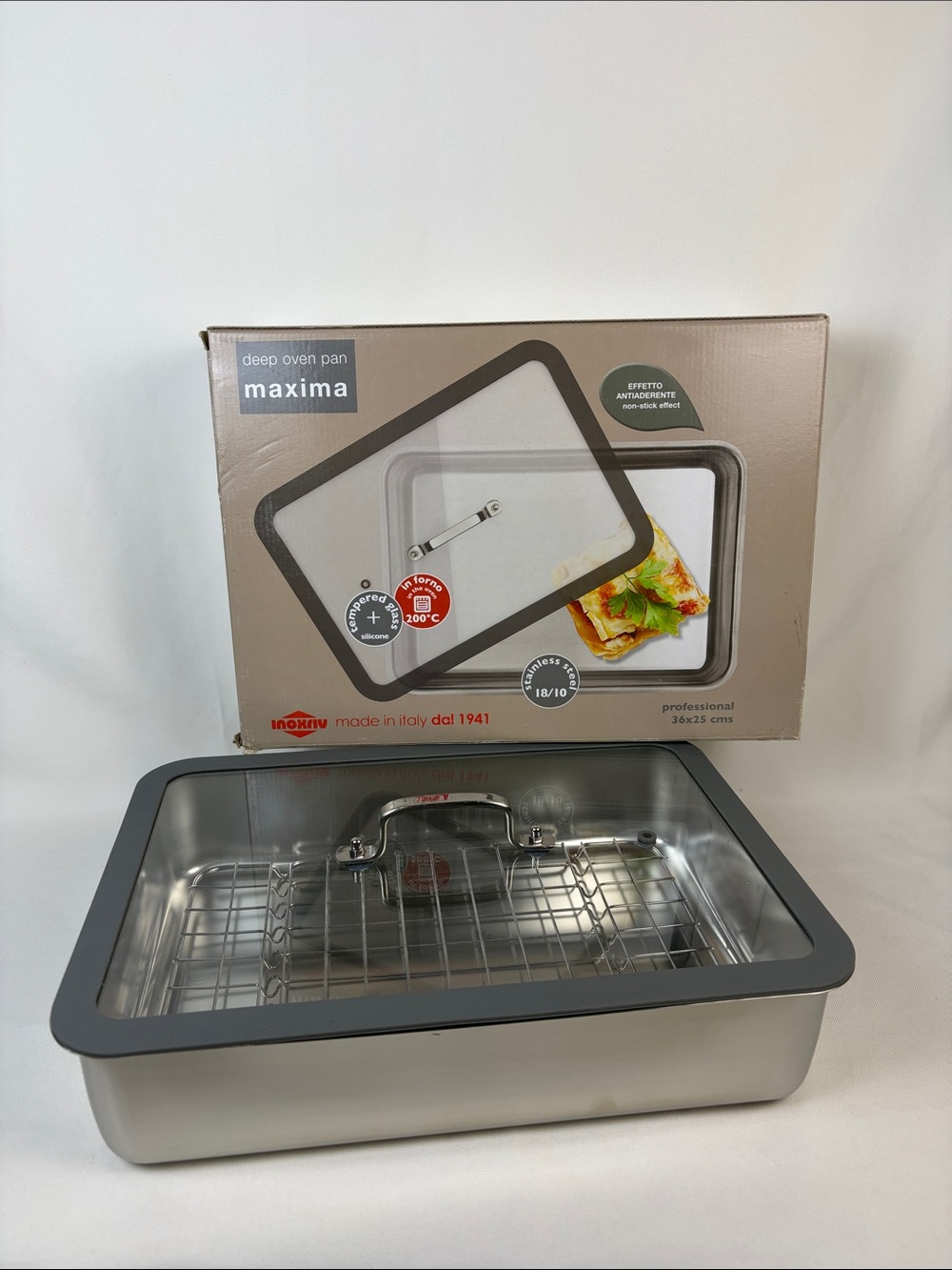 Inoxriv Italy, Deep Oven Pan Maxima 15" with Lid